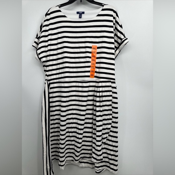 Chaps Ladies' Crewneck Knit Dress, Black White Stripe  Size XXL NEW - Picture 4 of 5